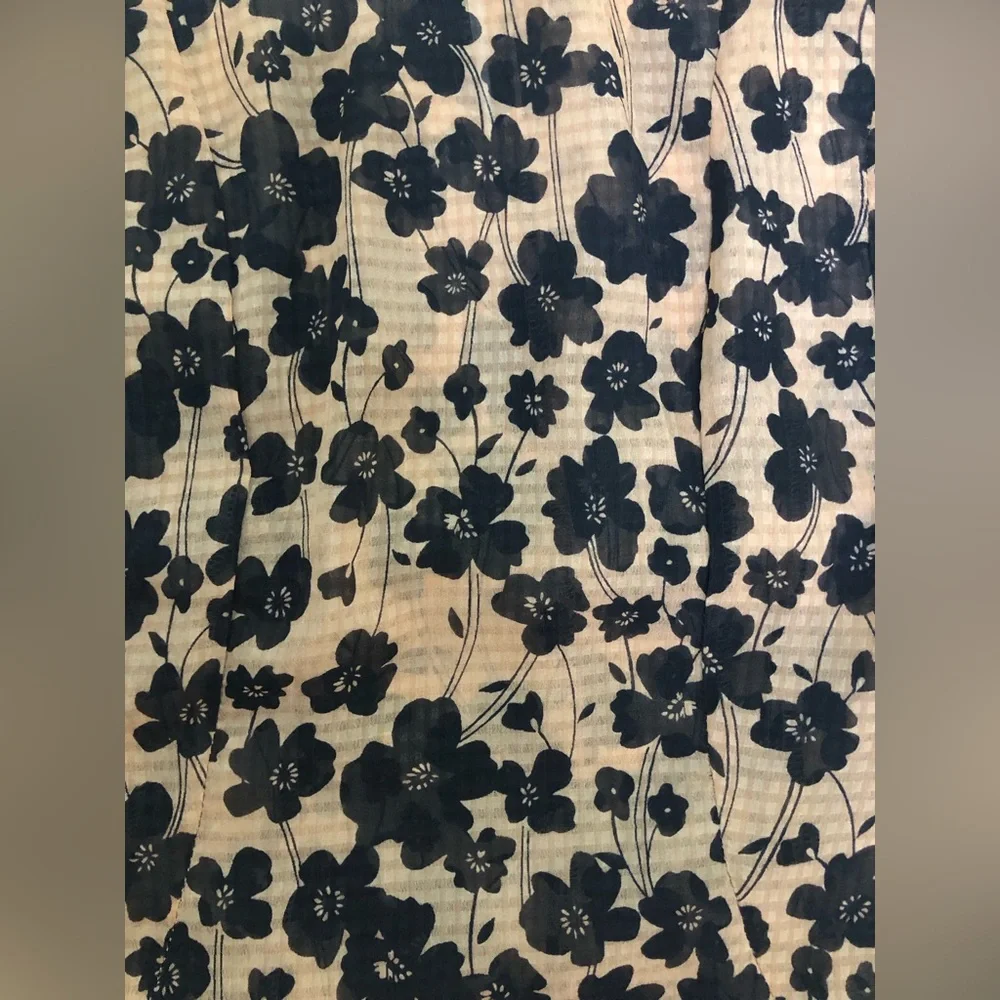 Cap-flutter sleeve black poppy and dusty pink light Portmans top - Picture 4 of 9